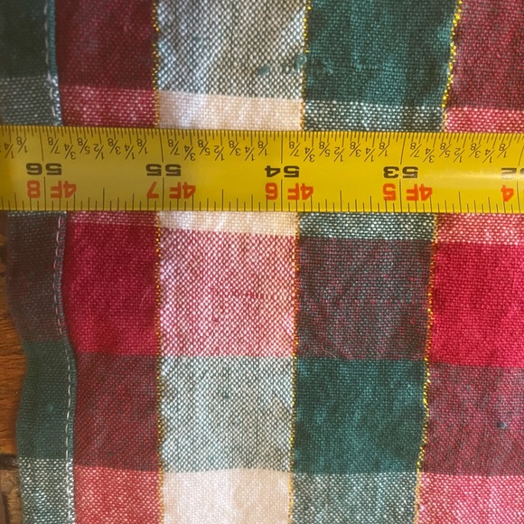 Vintage Christmas Red Green Gold Tablecloth Rectangle  112” x 80” 1950’s - Picture 4 of 5